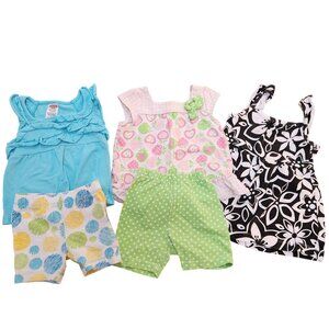 BUNDLE (5) Summer Baby Girl Outfit Clothing Bundle Tank Top Shorts 12 Months